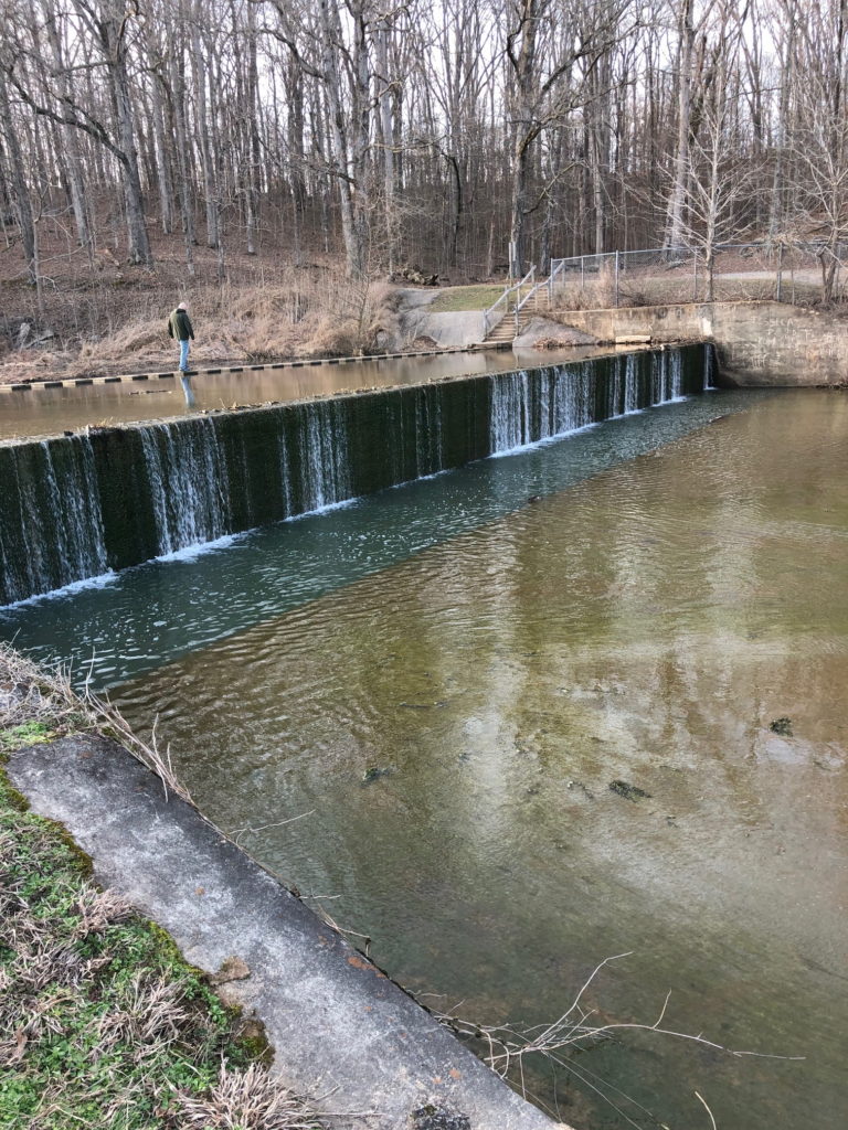 The dam and spillway for Hematite Lake Trail.