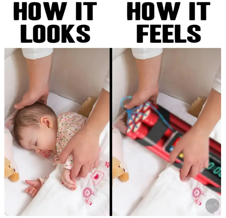 parenting meme. baby sleeping via buzzfeed