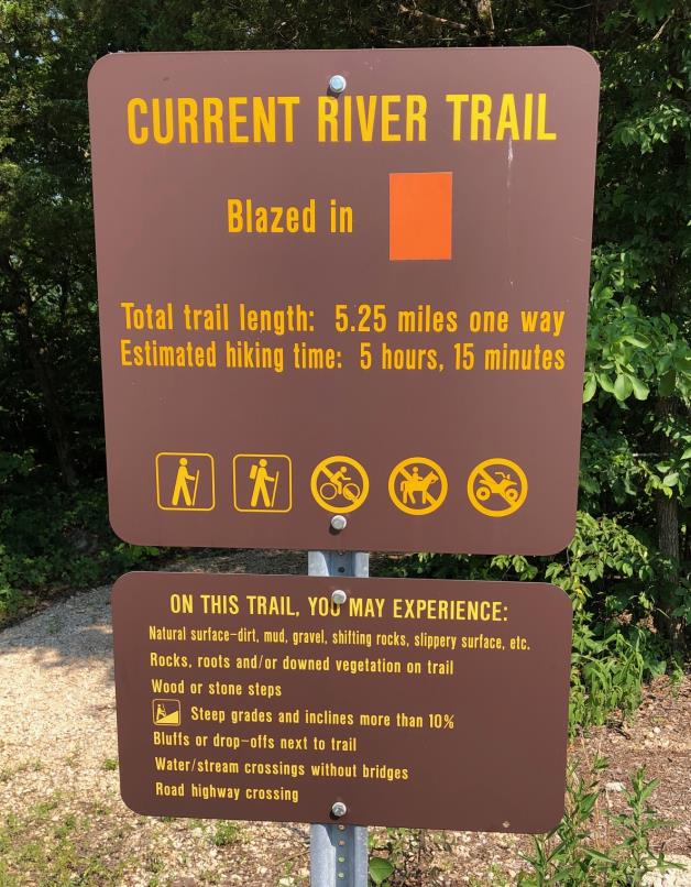 Current River Trail at Echo Bluff State Park
Trailhead sign