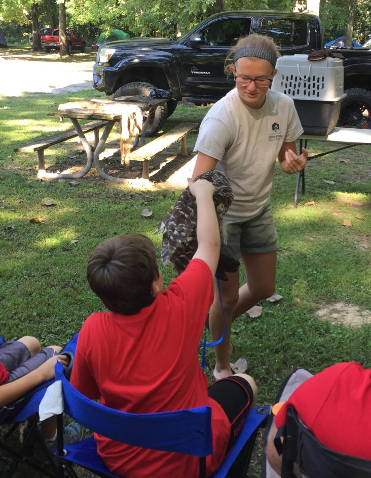 Parenting through the scout laws
Scouts learning about birds. Petting owl