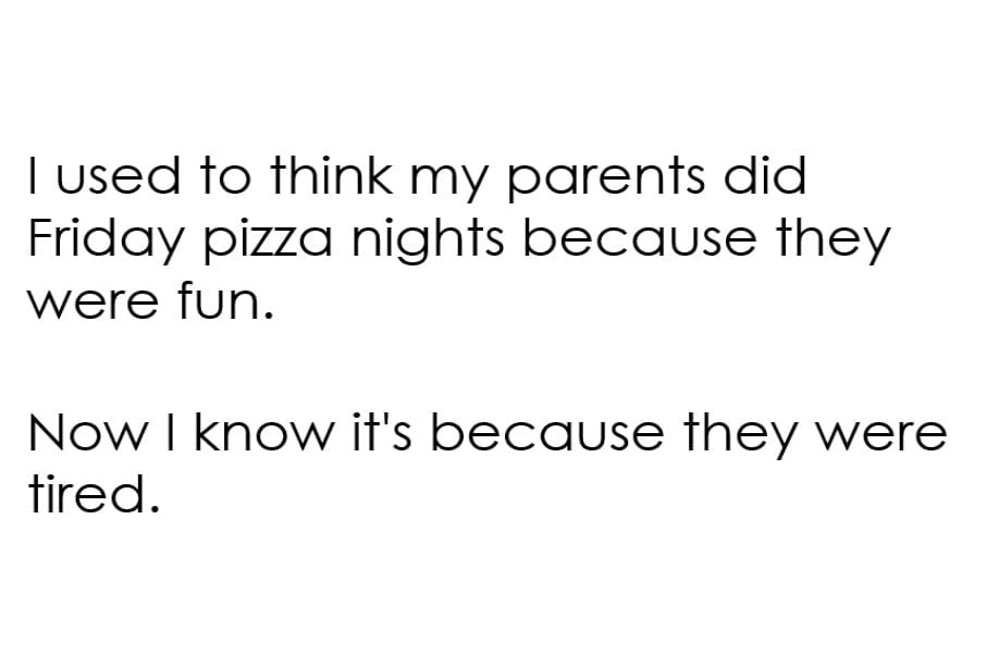 Friday Pizza night parenting meme