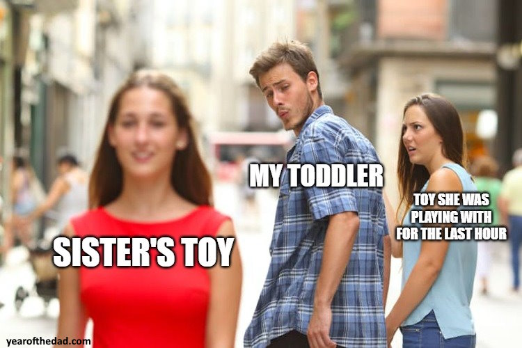 Young children always want what is not theirs. Distracted boyfriend meme
