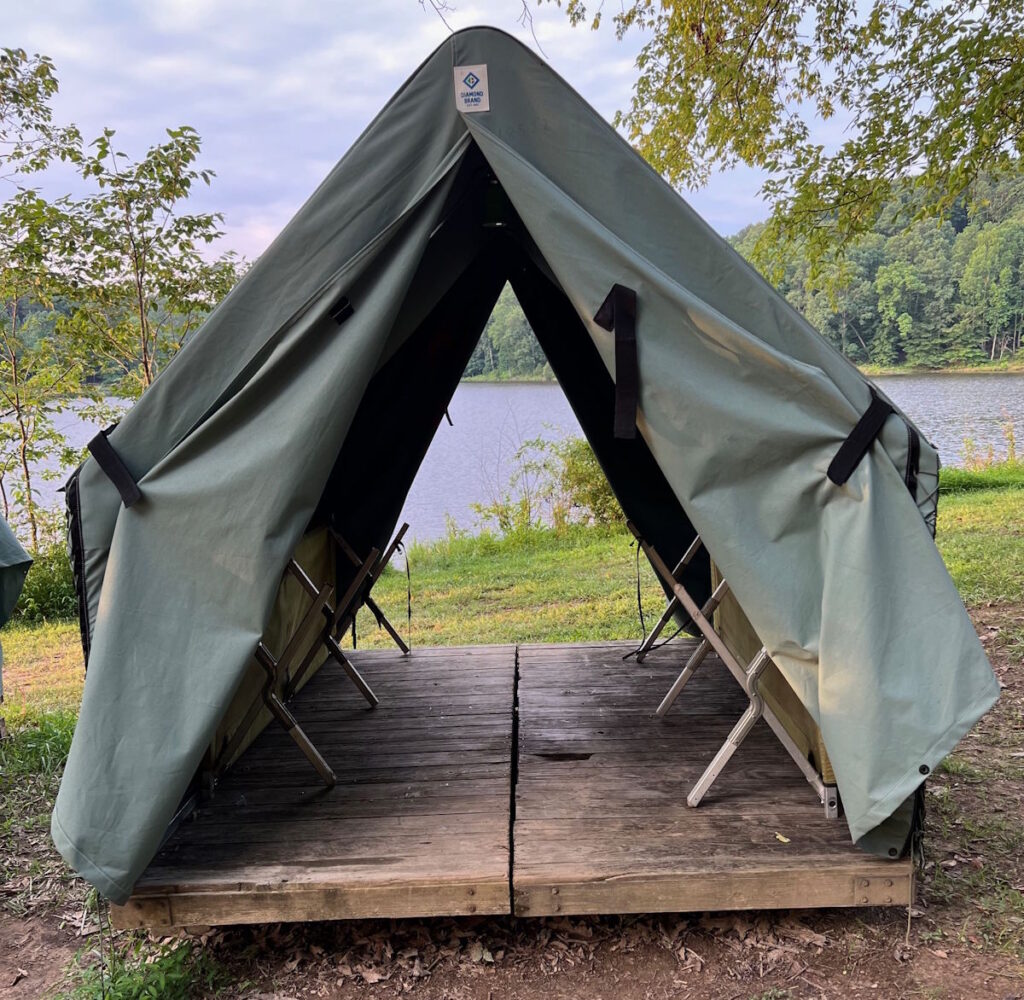 Be prepared to sleep in old canvas tents