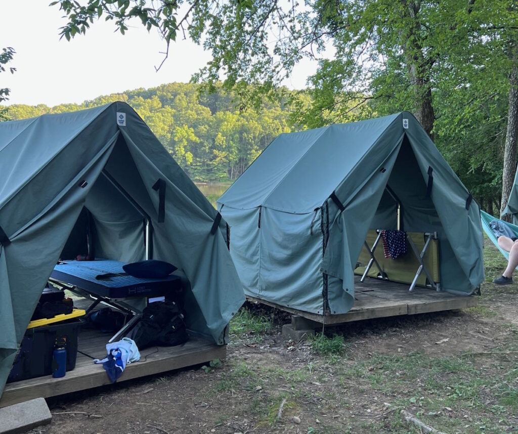 Summer Camp means canvas tents